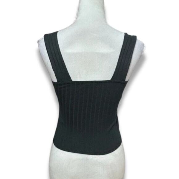 BP Crop Tank Top Sleeveless Straight Neck Ribbed Stretchy Black Women's XS NWOT - Picture 4 of 8